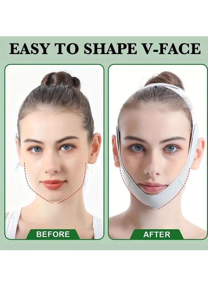 Double Chin Reducer,V Line Mask Face Lifting Strap,Face Lift Chin Strap Sculpting Tool,Reusable Face Shaper and Lifting Belt,Chin Up Eliminator,Exclusive Formula For Efficient Improvement(Green)