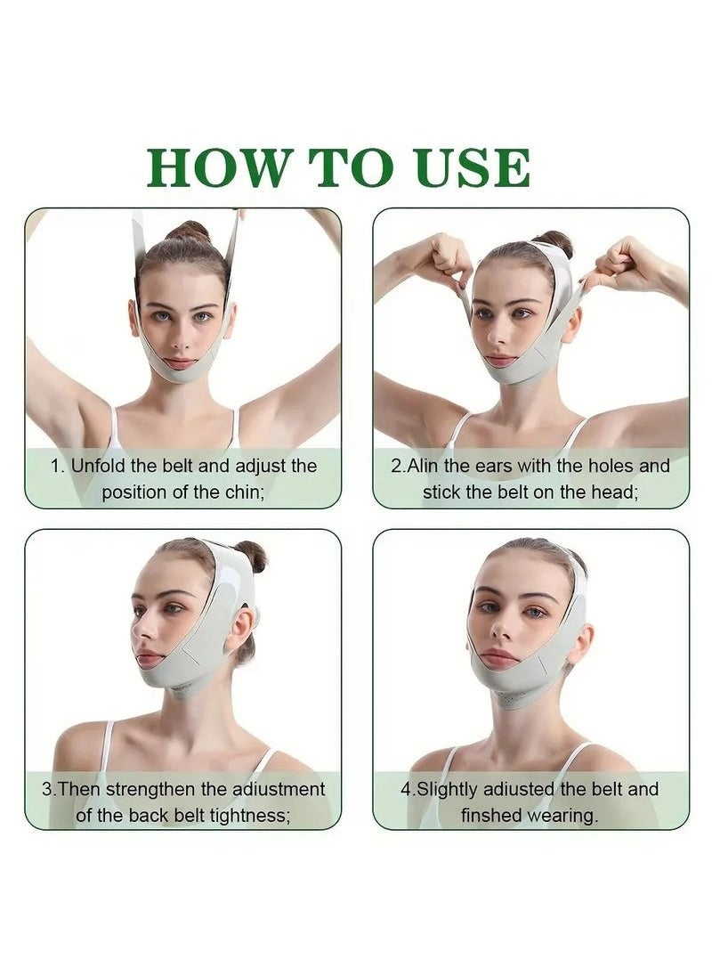 Double Chin Reducer,V Line Mask Face Lifting Strap,Face Lift Chin Strap Sculpting Tool,Reusable Face Shaper and Lifting Belt,Chin Up Eliminator,Exclusive Formula For Efficient Improvement(Green)
