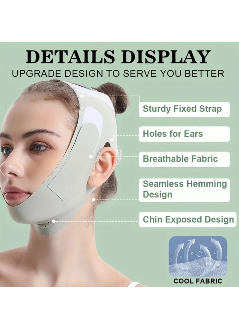 Double Chin Reducer,V Line Mask Face Lifting Strap,Face Lift Chin Strap Sculpting Tool,Reusable Face Shaper and Lifting Belt,Chin Up Eliminator,Exclusive Formula For Efficient Improvement(Green)
