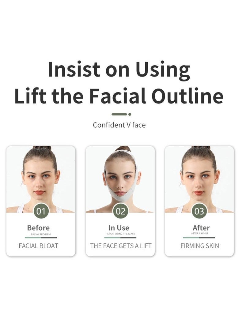 Double Chin Reducer,V Line Mask Face Lifting Strap,Face Lift Chin Strap Sculpting Tool,Reusable Face Shaper and Lifting Belt,Chin Up Eliminator,Exclusive Formula For Efficient Improvement(Green)