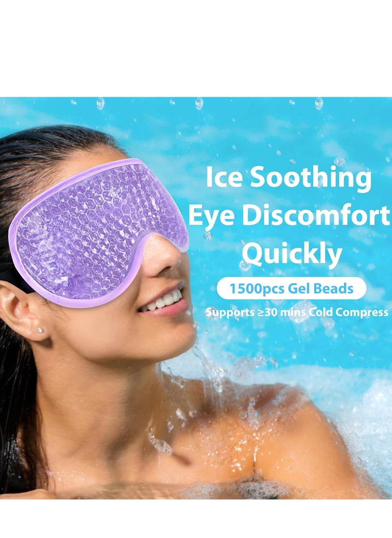 BeeVines Gel Eye Mask, 2 Pack Cooling Ice Masks for Puffy Eyes for Men & Women, Cold & Warm Compress for Post Surgery, Puffiness, Allergies, Sinuses & Migraines Treatment(Blue & Purple)