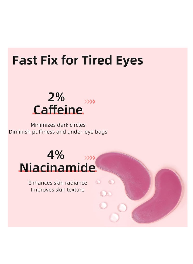 Dr. Pure Under Eye Patches for Puffiness: Caffeine Eye Mask for Dark Circles and Puffy Eyes with Niacinamide Hyaluronic Acid - Smooth Wrinkles Reduce Eye Bags Undereye Gel Pad (50 Pairs)