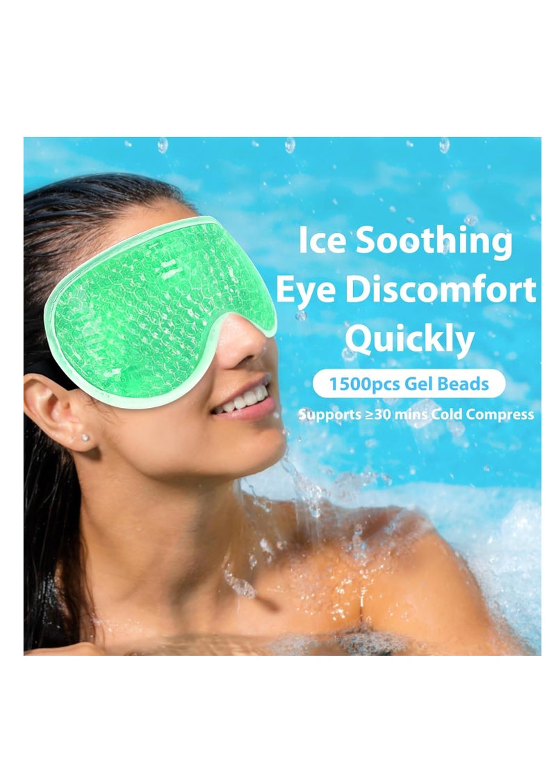 BeeVines Gel Eye Mask, 2 Pack Cooling Ice Masks for Puffy Eyes for Men & Women, Cold & Warm Compress for Post Surgery, Puffiness, Allergies, Sinuses & Migraines Treatment(Blue & Green)
