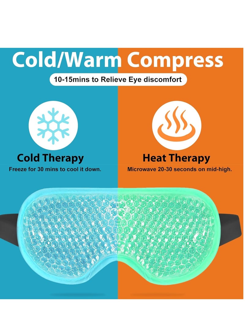 BeeVines Gel Eye Mask, 2 Pack Cooling Ice Masks for Puffy Eyes for Men & Women, Cold & Warm Compress for Post Surgery, Puffiness, Allergies, Sinuses & Migraines Treatment(Blue & Green)