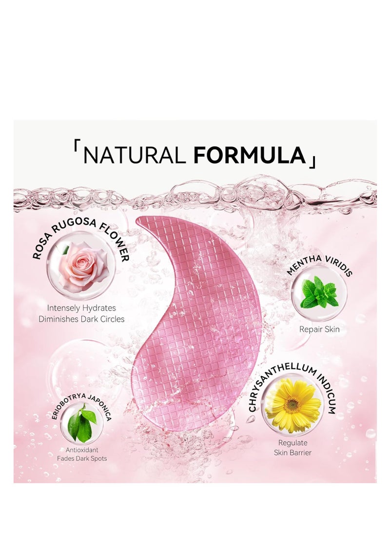 BREYLEE Rose Eye Mask - 60 Pcs Under Eye Treatment for Puffy Eyes, Wrinkles, Dark Circles and Fine Lines (Rose)