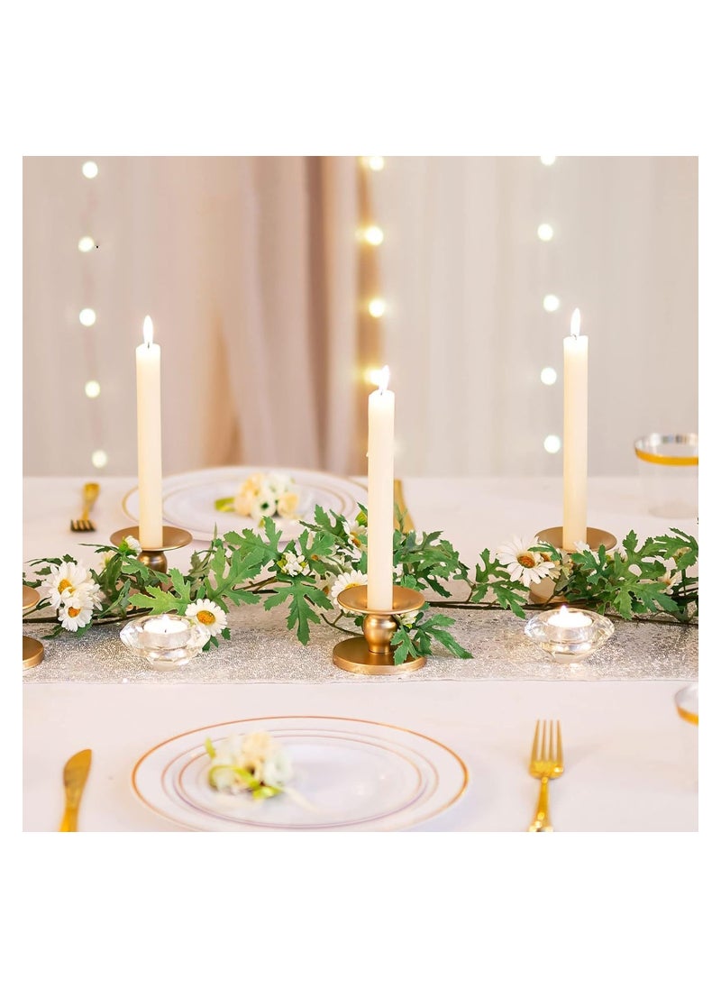 Candle Holders for Pillar Candles, 4 Pcs Gold Pillar & Taper Candle Holder, Small Metal Candle Stick Candle Holder for Wedding, Dining Room Table Centerpiece, Holiday Decor