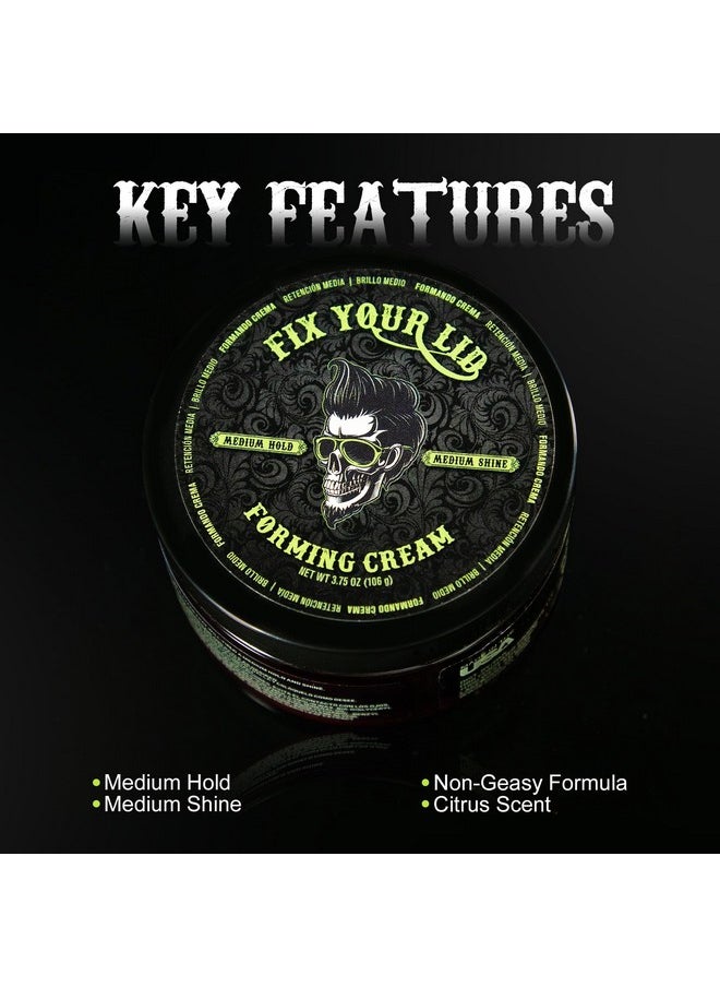 Fix Your Lid Forming Cream for Hair Styling - Men`s Cream with Medium Hold and Shine - Match all Mens Hair Types & Styles - Easy To Wash Out - 3.75 Oz