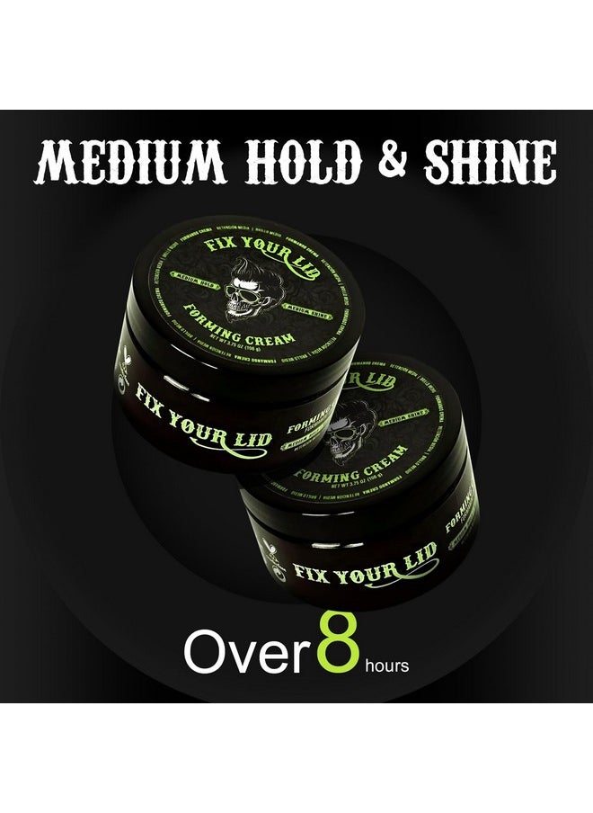 Fix Your Lid Forming Cream for Hair Styling - Men`s Cream with Medium Hold and Shine - Match all Mens Hair Types & Styles - Easy To Wash Out - 3.75 Oz