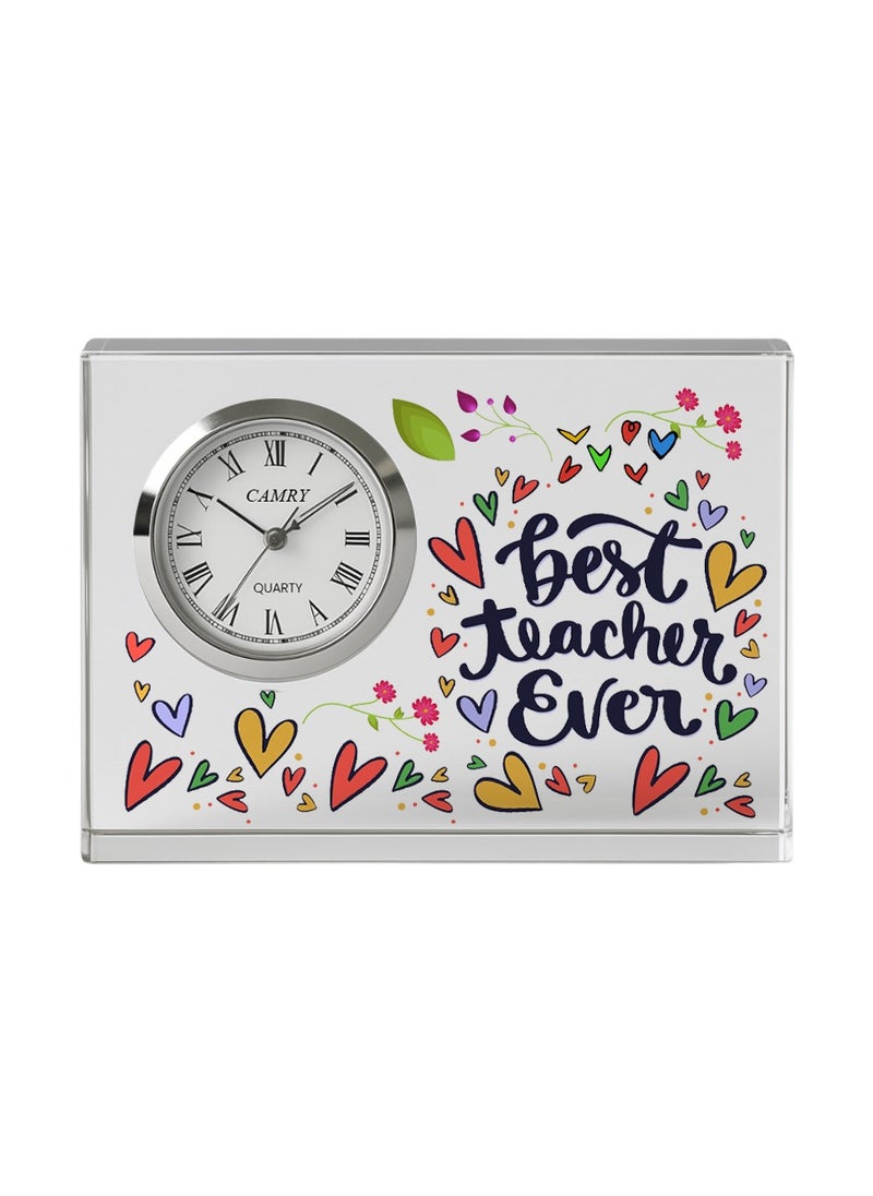 Teachers Day Crystal Glass Clock Keepsake|Elegant Display For Home & Office|Thoughtful Gift For Teachers Day,Student Gift To Teacher