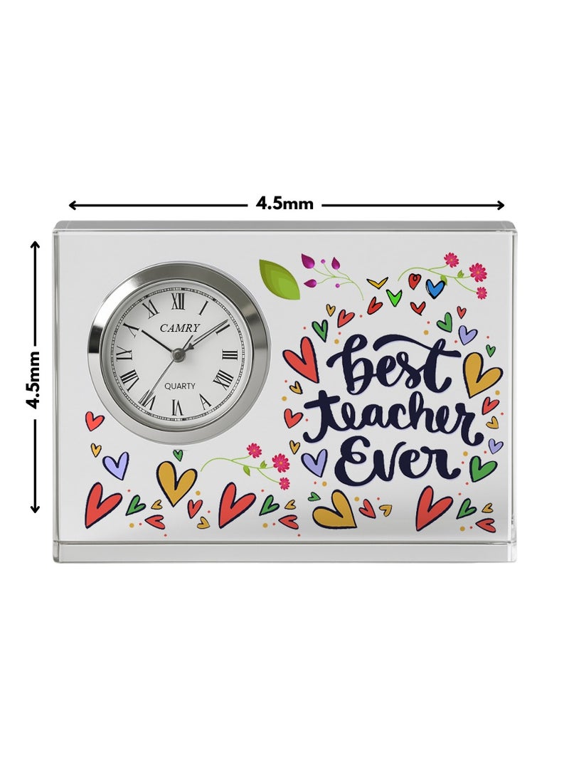Teachers Day Crystal Glass Clock Keepsake|Elegant Display For Home & Office|Thoughtful Gift For Teachers Day,Student Gift To Teacher