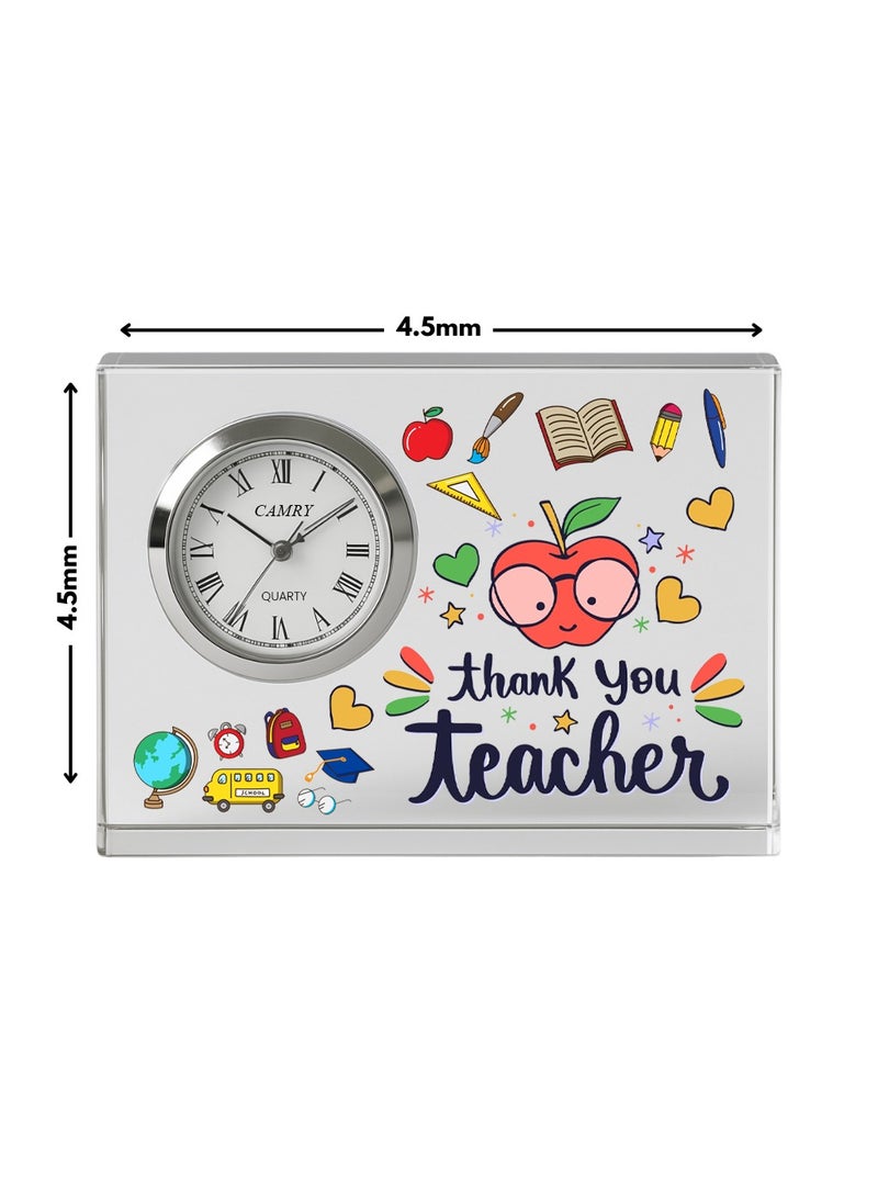 Teachers Day Crystal Glass Clock Keepsake|Elegant Display For Home & Office|Thoughtful Gift For Teachers Day,Student Gift To Teacher