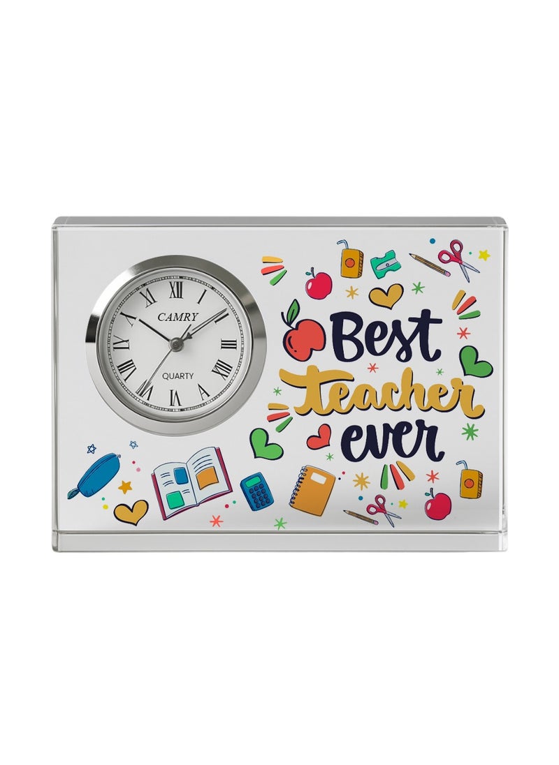 Teachers Day Crystal Glass Clock Keepsake|Elegant Display For Home & Office|Thoughtful Gift For Teachers Day,Student Gift To Teacher