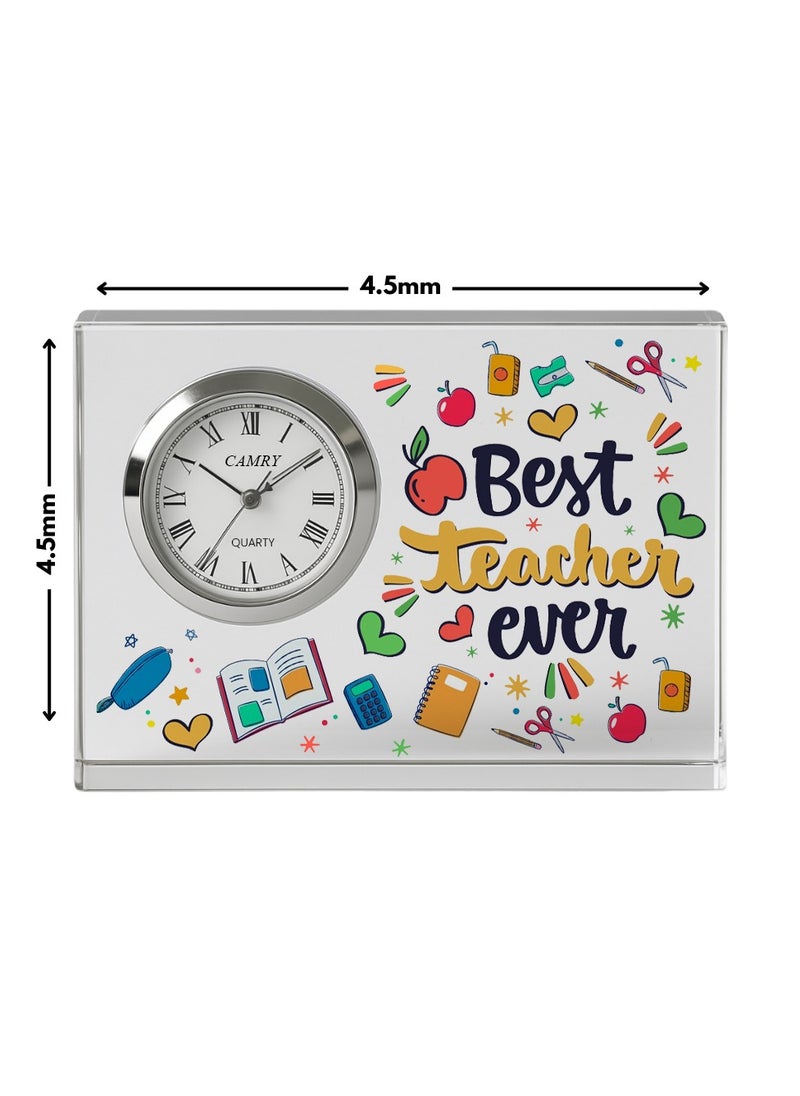 Teachers Day Crystal Glass Clock Keepsake|Elegant Display For Home & Office|Thoughtful Gift For Teachers Day,Student Gift To Teacher