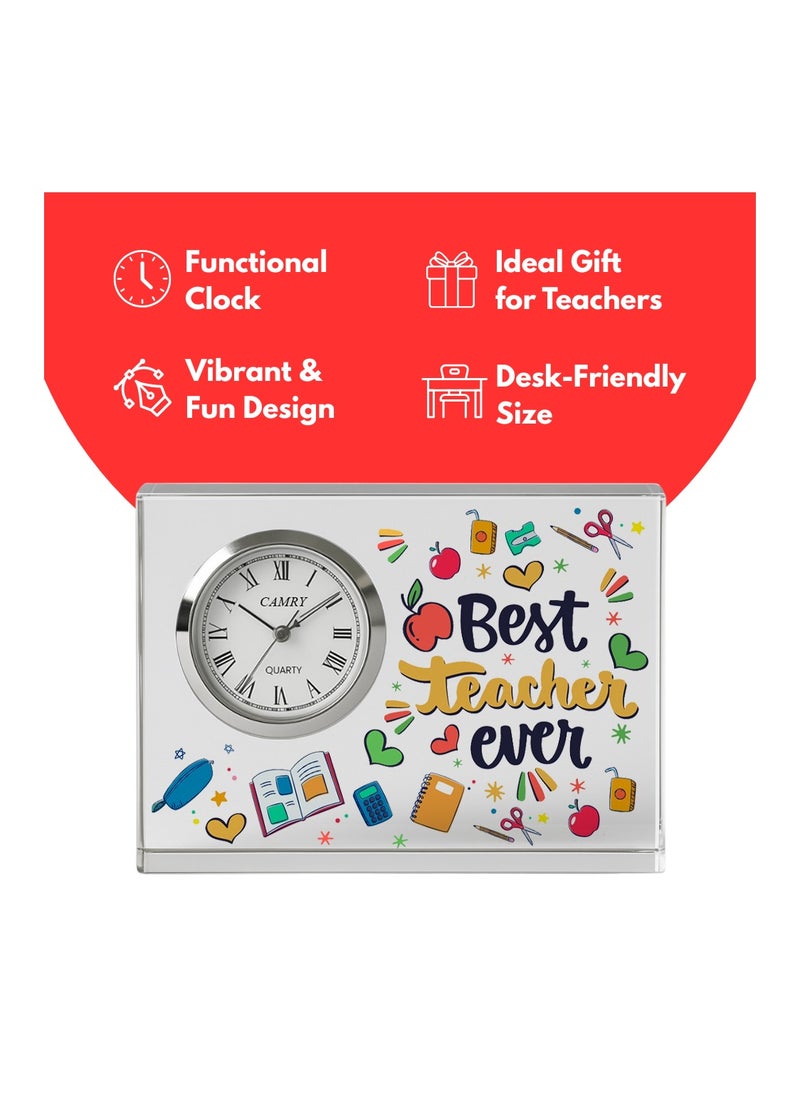 Teachers Day Crystal Glass Clock Keepsake|Elegant Display For Home & Office|Thoughtful Gift For Teachers Day,Student Gift To Teacher