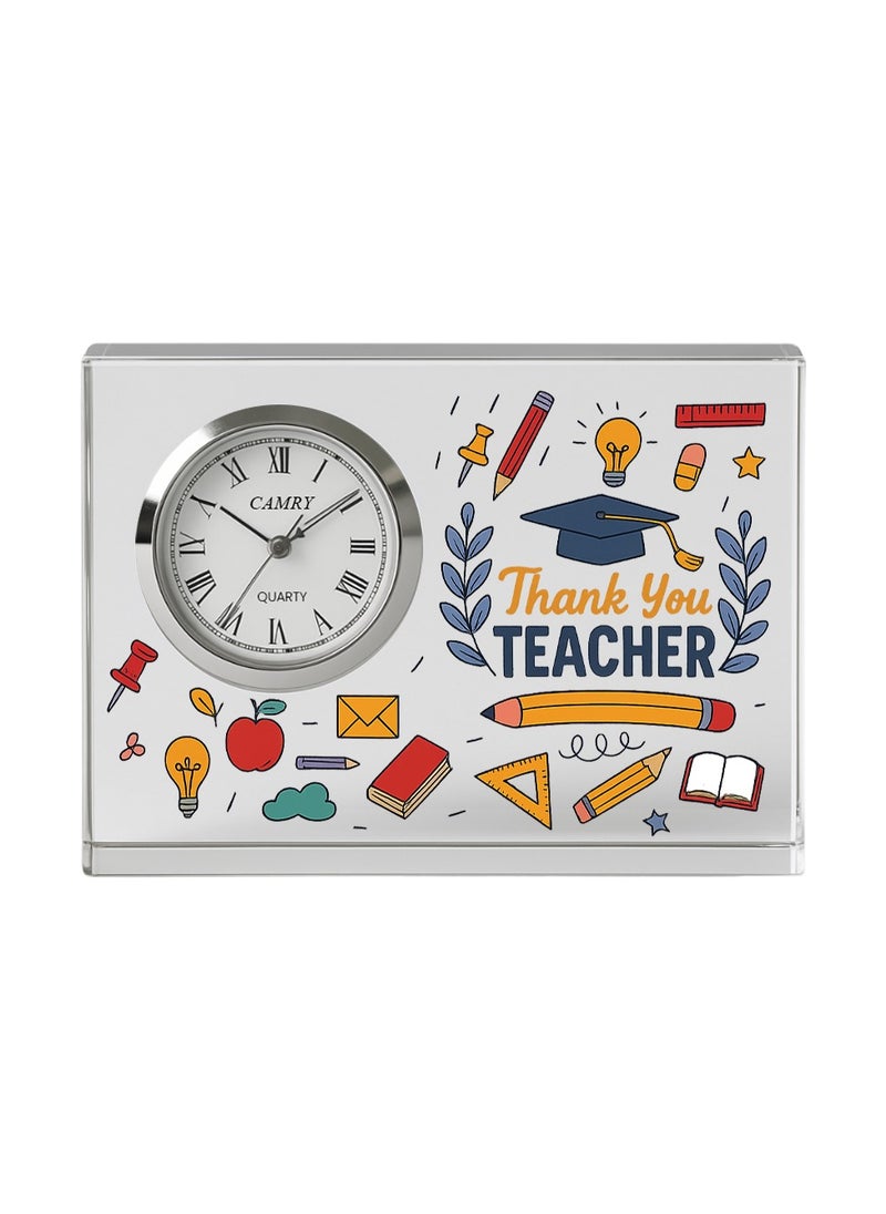 Teachers Day Crystal Glass Clock Keepsake|Elegant Display For Home & Office|Thoughtful Gift For Teachers Day,Student Gift To Teacher