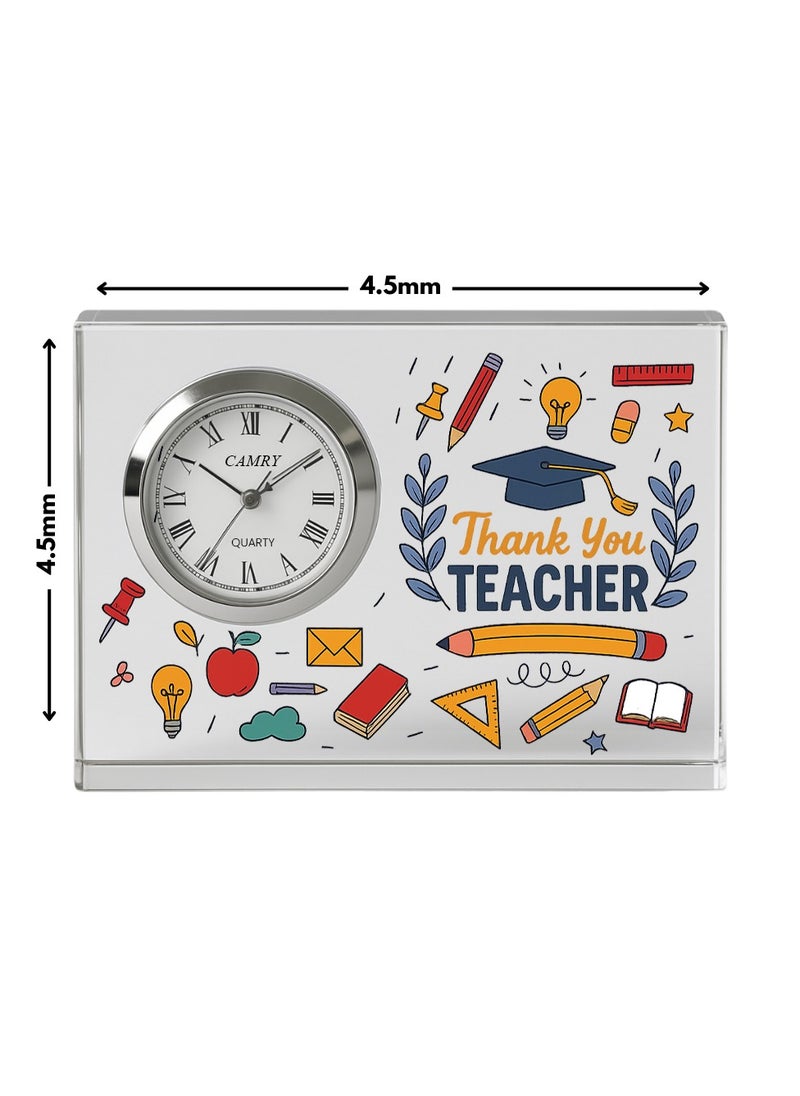 Teachers Day Crystal Glass Clock Keepsake|Elegant Display For Home & Office|Thoughtful Gift For Teachers Day,Student Gift To Teacher