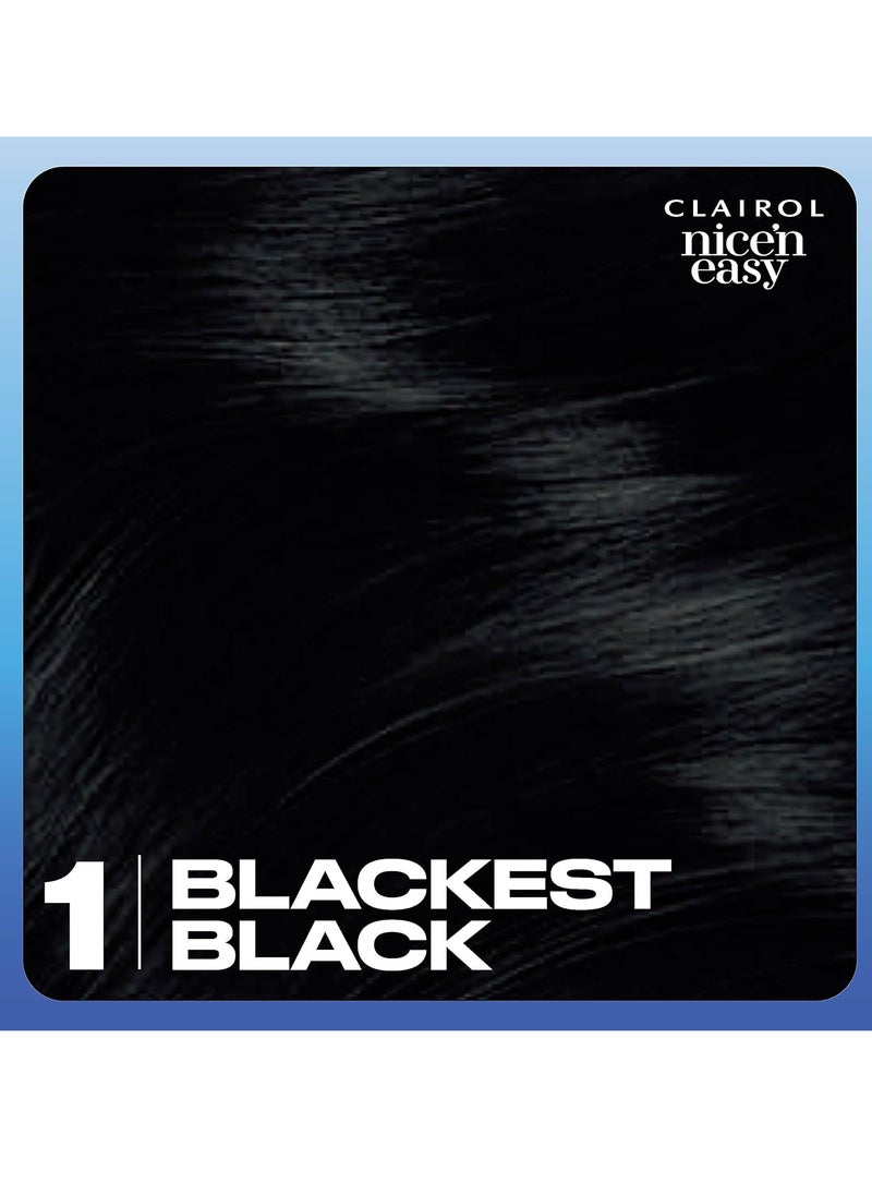 Nicen Easy Crème Natural Looking Oil Infused Permanent Hair Dye1 Blackest Black