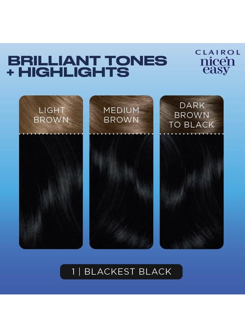 Nicen Easy Crème Natural Looking Oil Infused Permanent Hair Dye1 Blackest Black