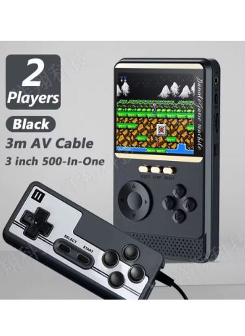 2-in-1 Q18 Game Console 6000Mah powerbank Handheld Game Players Machine Console 500 Classic Games 3 Inch HD LCD Screen Black
