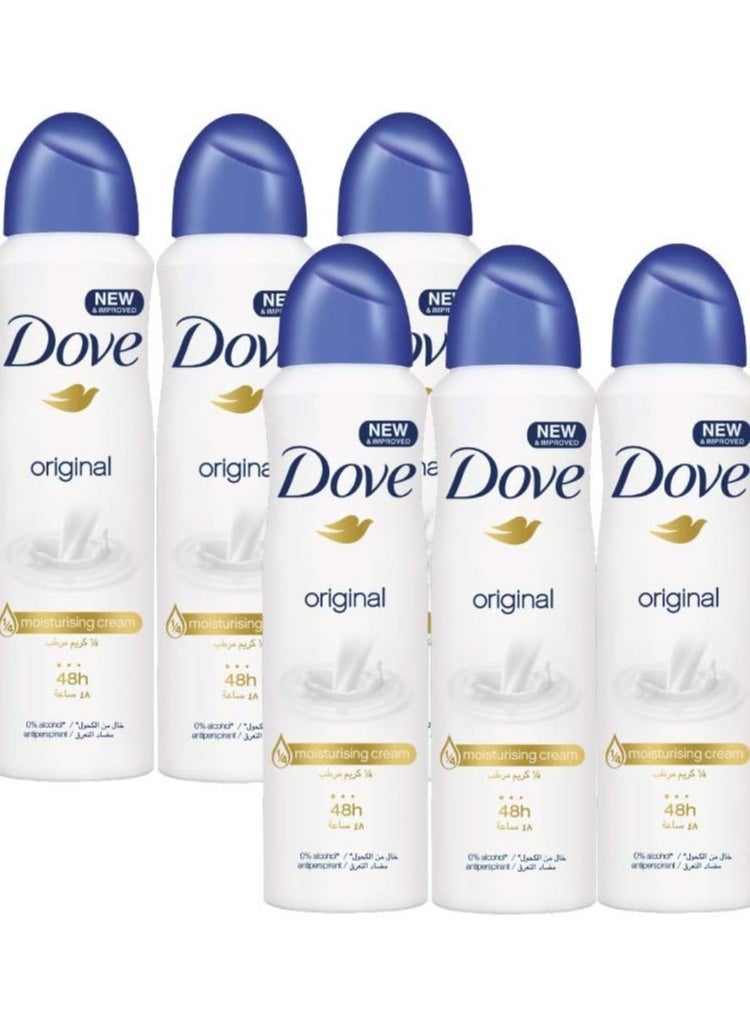 Original Anti-Perspirant Deodorant Spray 6 x 250ml, 48 Hour Protection