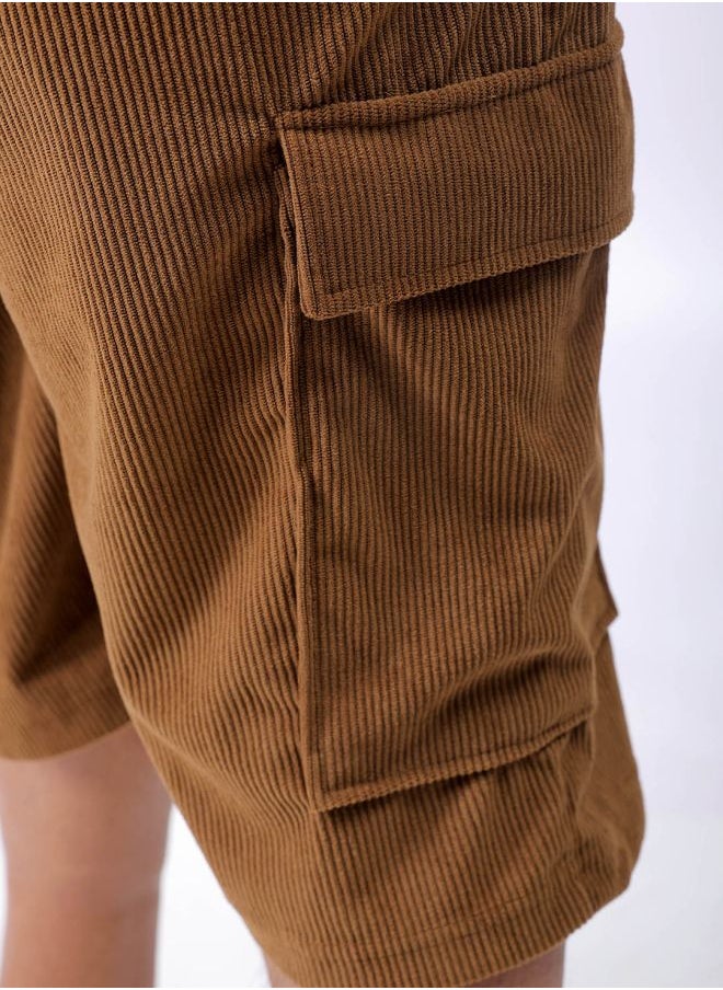 Men Plus Size Loose Fit Self Design Cargo Shorts