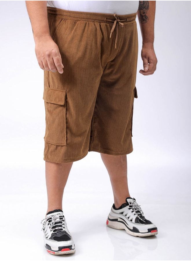 Men Plus Size Loose Fit Self Design Cargo Shorts