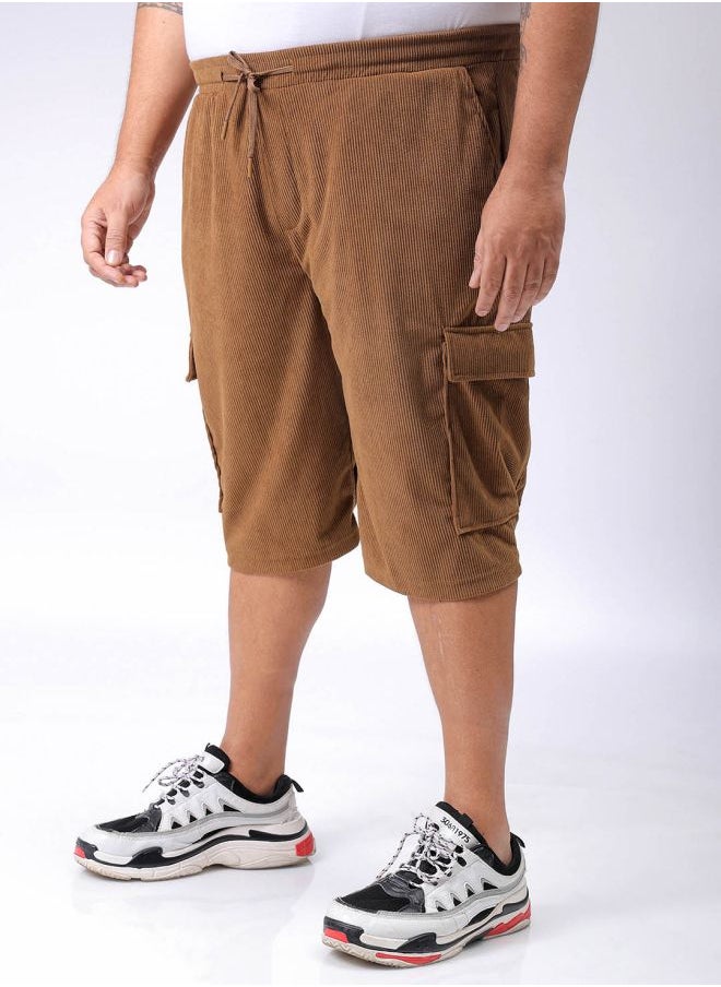 Men Plus Size Loose Fit Self Design Cargo Shorts