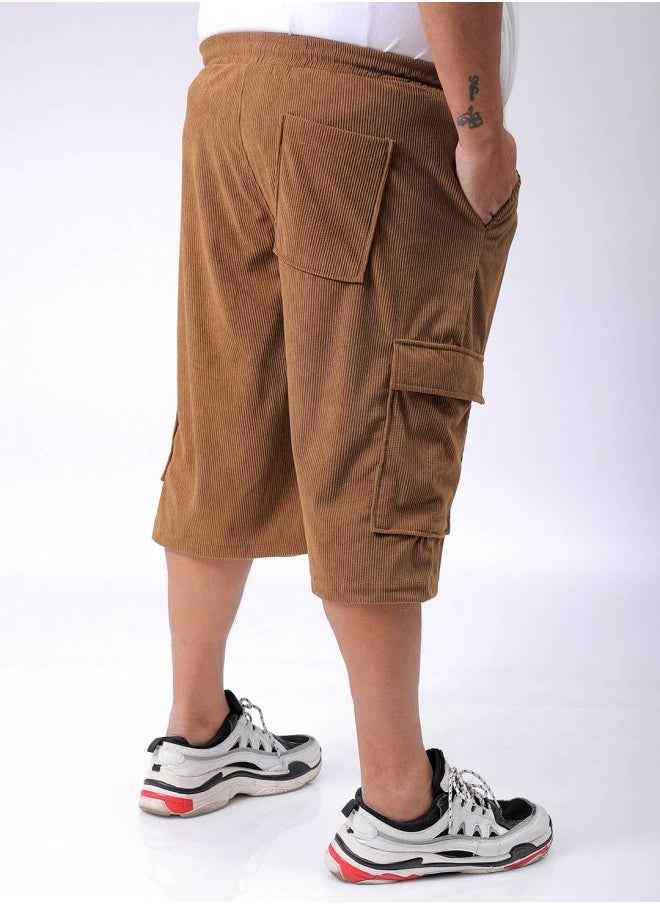 Men Plus Size Loose Fit Self Design Cargo Shorts