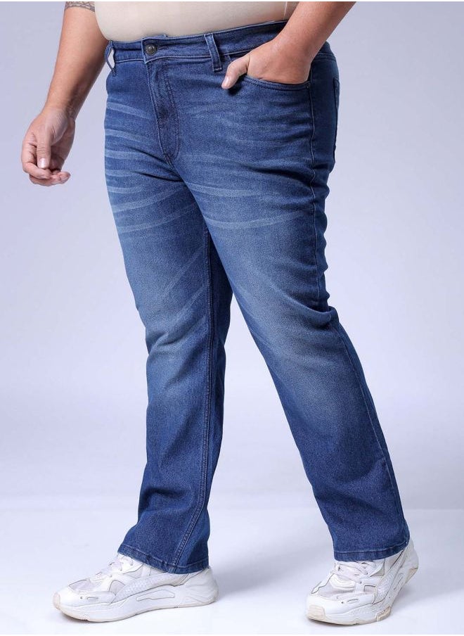 Men Plus Size Bootcut Solid Mid-Rise Stretchable Jeans