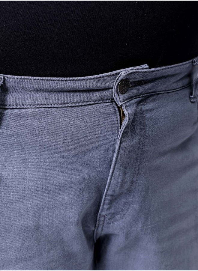 Men Plus Size Baggy Fit Solid Mid-Rise Stretchable Cargo Denims