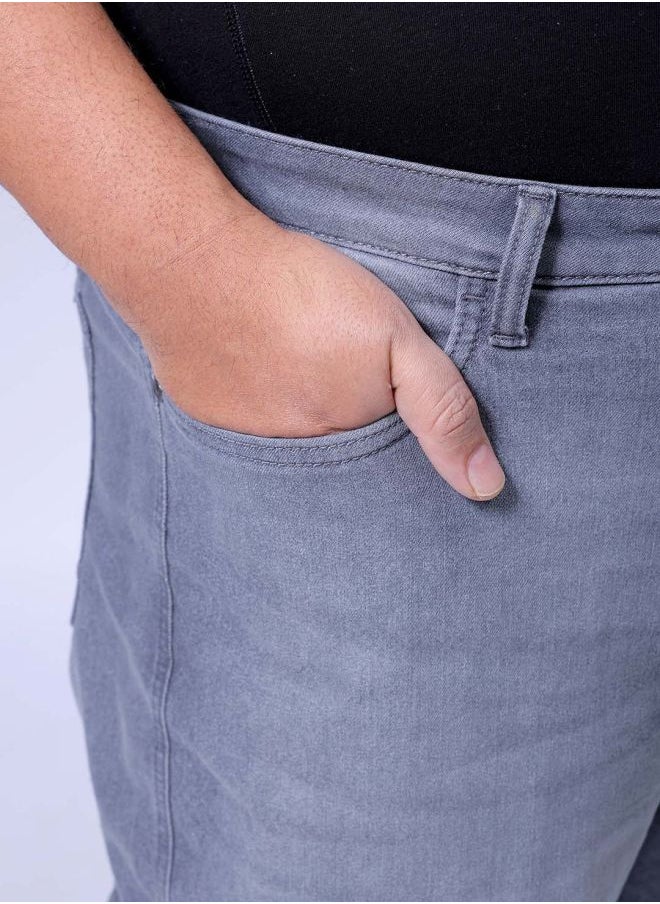 Men Plus Size Baggy Fit Solid Mid-Rise Stretchable Cargo Denims