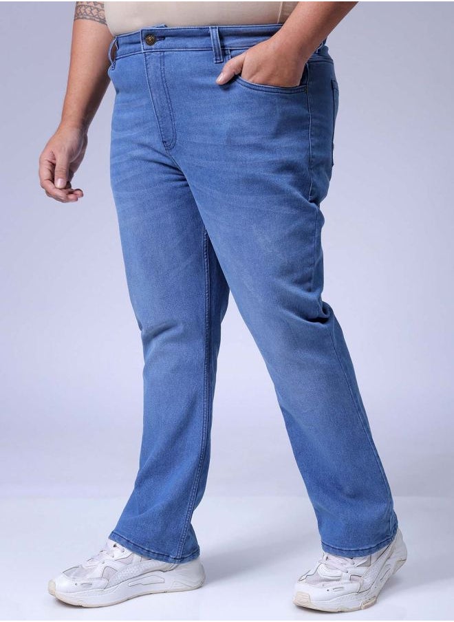 Men Plus Size Bootcut Solid Mid-Rise Stretchable Jeans