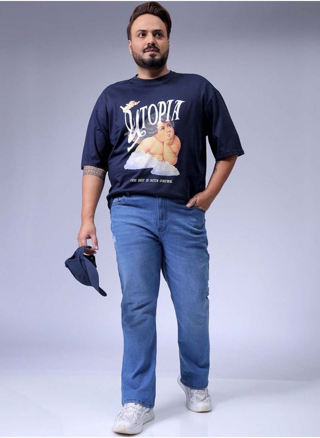 Men Plus Size Bootcut Solid Mid-Rise Stretchable Jeans