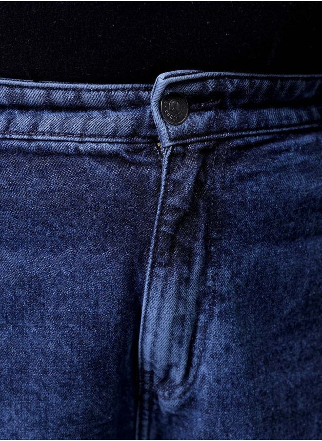 Men Plus Size Baggy Fit Solid Mid-Rise Jeans