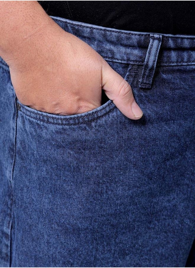 Men Plus Size Baggy Fit Solid Mid-Rise Jeans