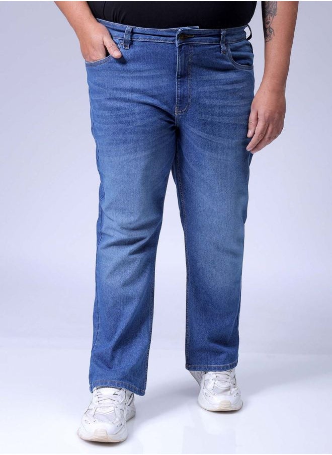 Men Plus Size Bootcut Solid Mid-Rise Stretchable Jeans