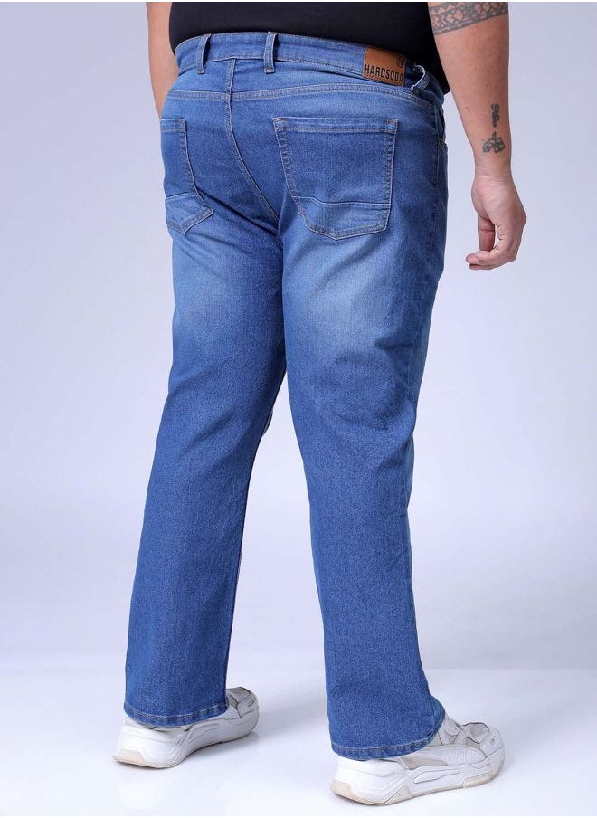 Men Plus Size Bootcut Solid Mid-Rise Stretchable Jeans