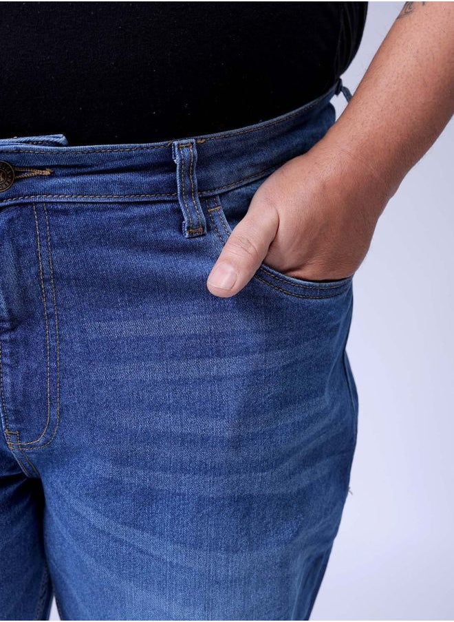 Men Plus Size Bootcut Solid Mid-Rise Stretchable Jeans