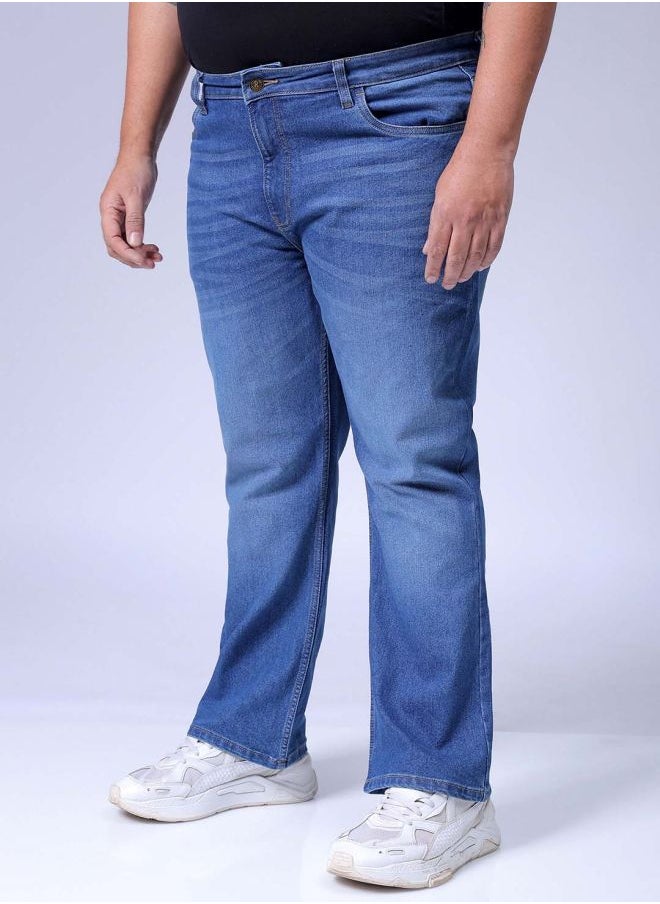 Men Plus Size Bootcut Solid Mid-Rise Stretchable Jeans