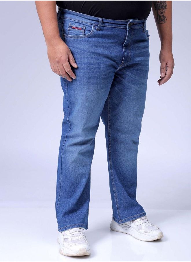 Men Plus Size Bootcut Solid Mid-Rise Stretchable Jeans
