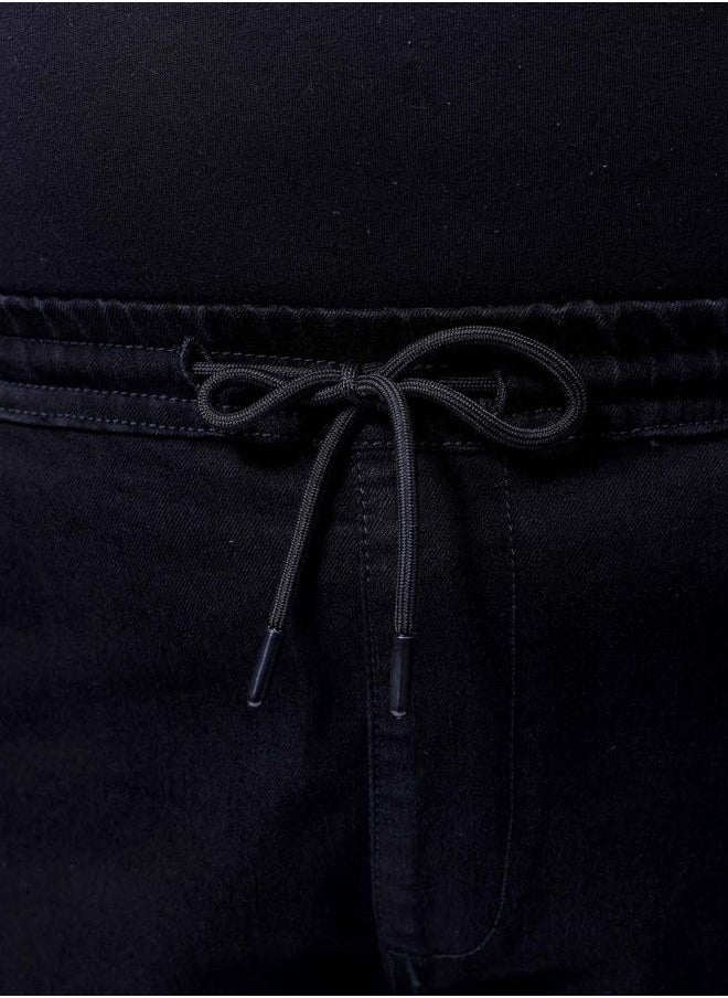 Men Plus Size Slim Fit Solid Mid-Rise Stretchable Denim Joggers