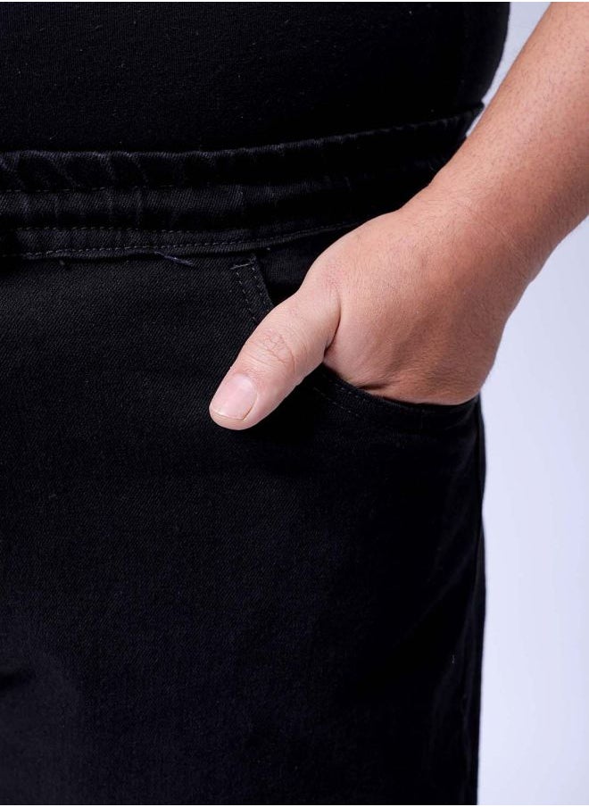 Men Plus Size Slim Fit Solid Mid-Rise Stretchable Denim Joggers