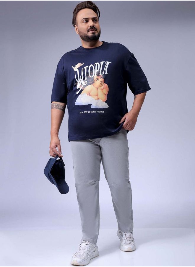Men Plus Size Carrot Fit Solid Mid-Rise Stretchable Jeans