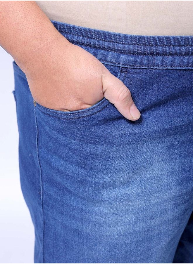 Men Plus Size Slim Fit Solid Mid-Rise Stretchable Denim Joggers
