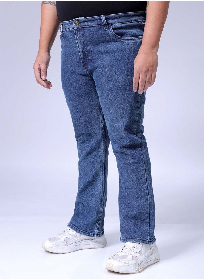 Men Plus Size Bootcut Solid Mid-Rise Stretchable Jeans