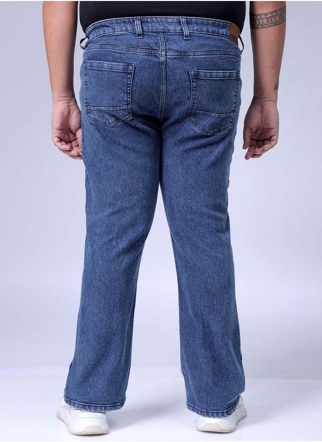 Men Plus Size Bootcut Solid Mid-Rise Stretchable Jeans