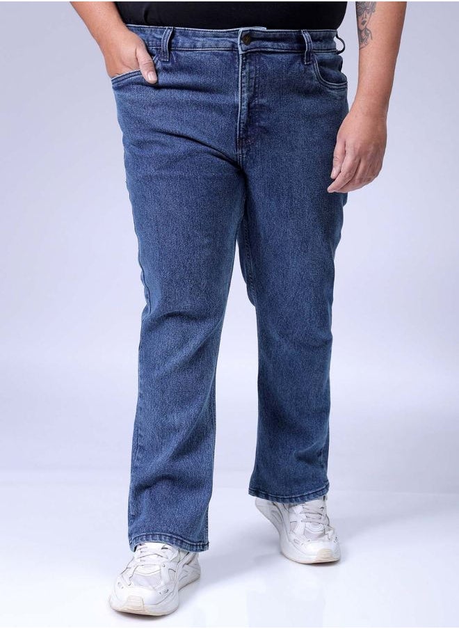 Men Plus Size Bootcut Solid Mid-Rise Stretchable Jeans