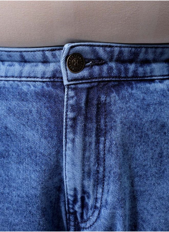 Men Plus Size Baggy Fit Solid Mid-Rise Jeans