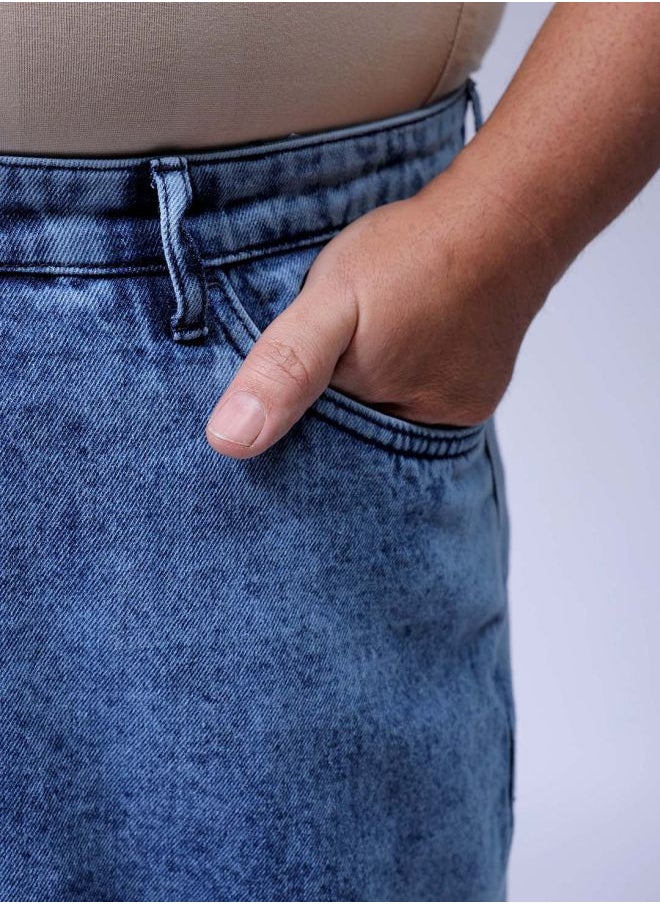 Men Plus Size Baggy Fit Solid Mid-Rise Jeans