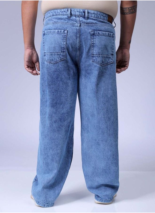 Men Plus Size Baggy Fit Solid Mid-Rise Jeans